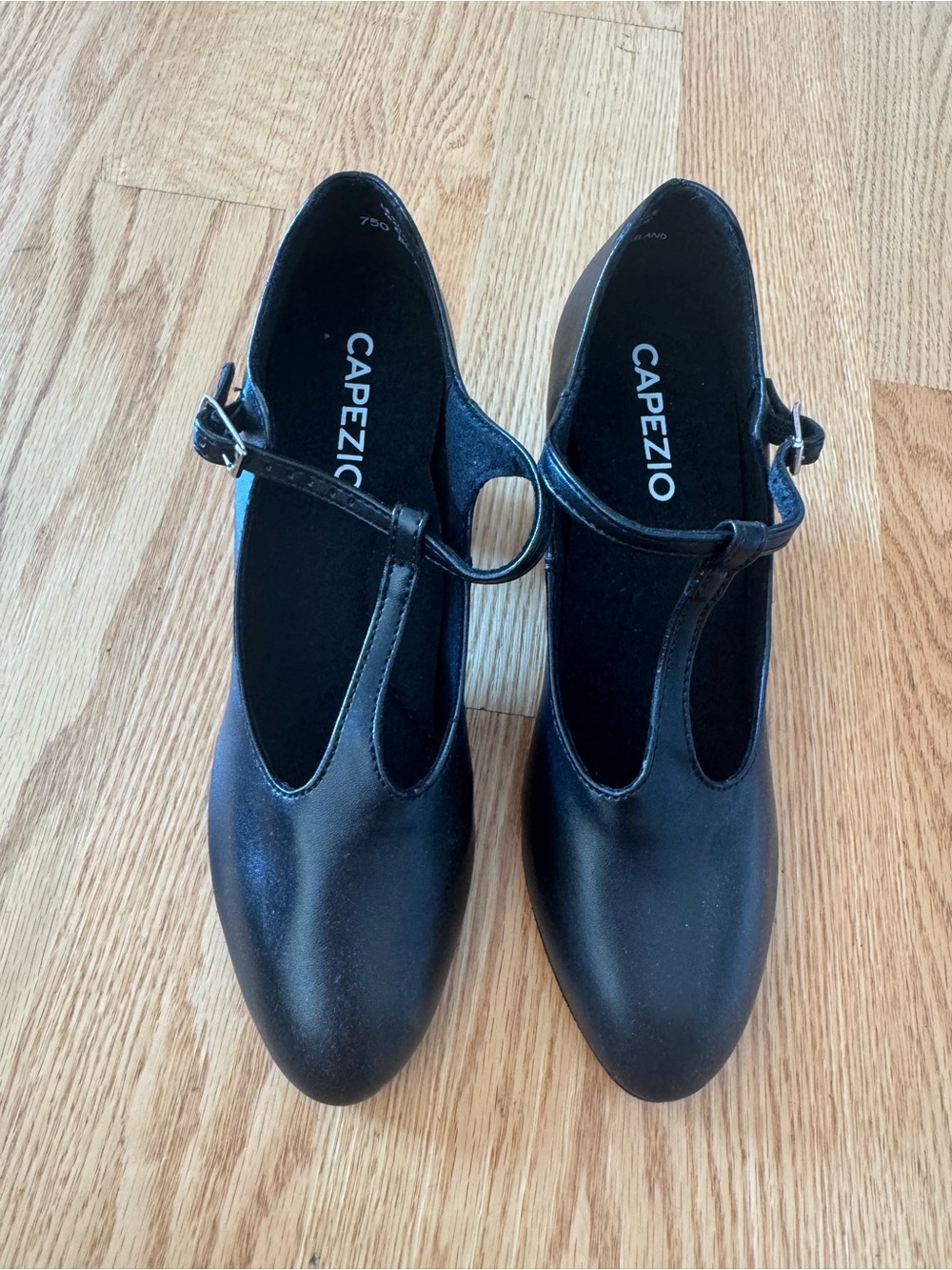 Never worn! Capezio Black T-Strap Low Block Heels